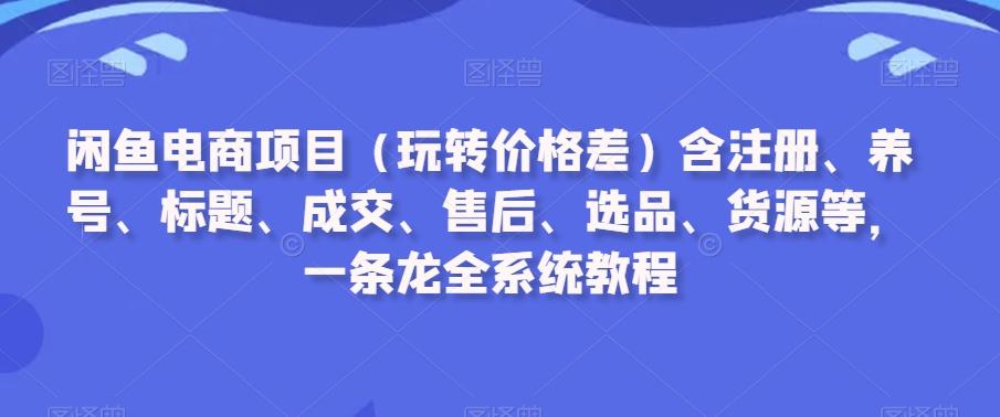 闲鱼电商项目(玩转价格差)含注册、养号、标题、成交、售后、选品、货源等，一条龙全系统教程-易创网