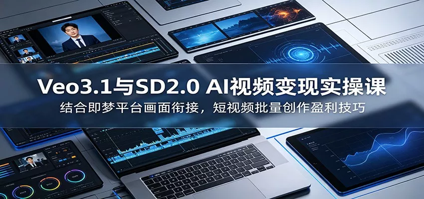 Veo3.1与SD2.0 AI视频变现实操课课：结合即梦平台画面衔接，短视频批量创作盈利技巧-易创网