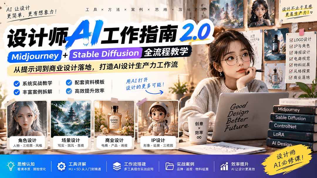 （20562期）《设计师AI工作指南 2.0》-无水印课：从思维落地，解锁 AI 设计生产力-易创网