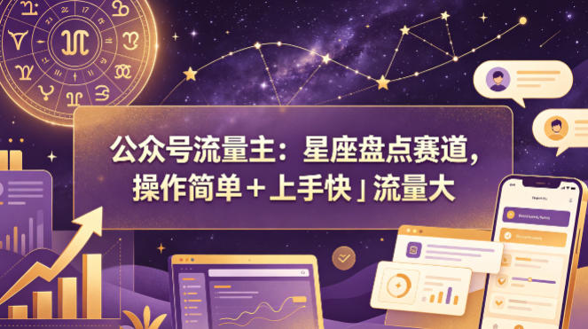 公众号流量主：星座盘点赛道，操作简单＋上手快＋流量大-易创网