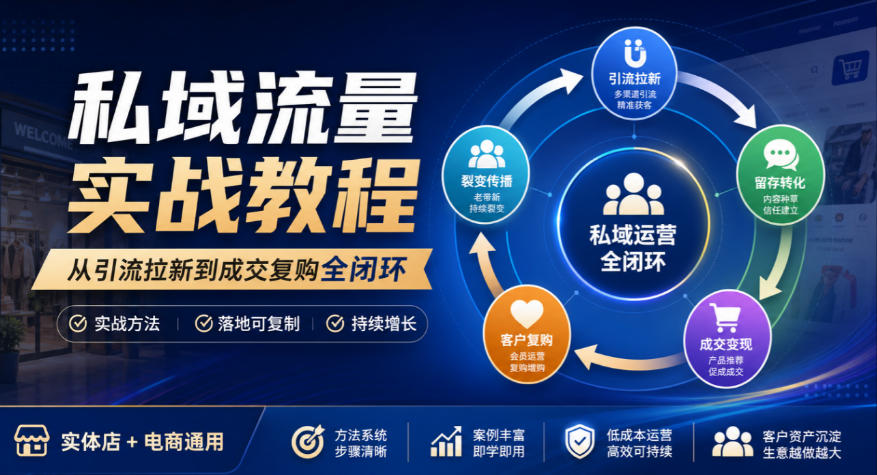 私域流量实战教程，从引流拉新到成交复购全闭环，实体店电商通用-易创网