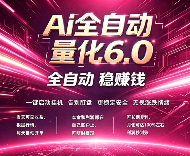 最新AI量化交易6.0，24小时自动运行，绿色稳定！日入1000+-易创网