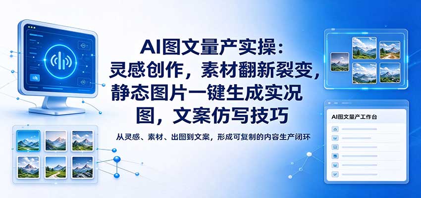 AI图文量产实操：灵感创作，素材翻新裂变，静态图片一键生成实况图，文案仿写技巧-易创网