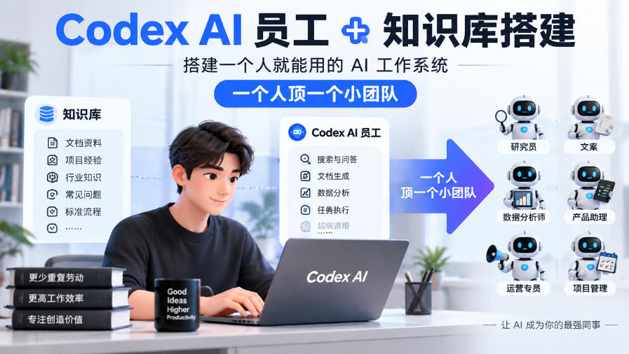 Codex AI员工+知识库搭建，搭建一个人就能用的AI工作系统，一个人顶一个小团队-易创网