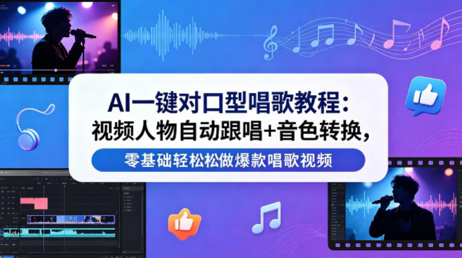 AI一键对口型唱歌教程：视频人物自动跟唱+音色转换，零基础轻松做爆款唱歌视频-易创网