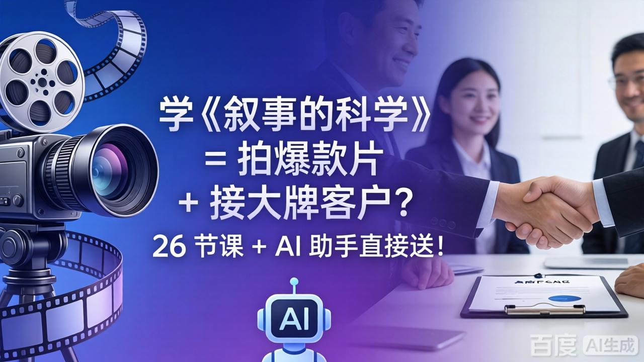 学《叙事的科学》= 拍爆款片 + 接大牌客户？26 节课 + AI 助手直接送！-易创网