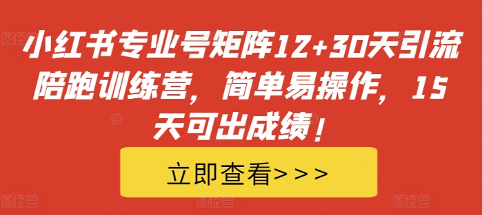 小红书专业号矩阵12+30天引流陪跑训练营，简单易操作，15天可出成绩!-易创网