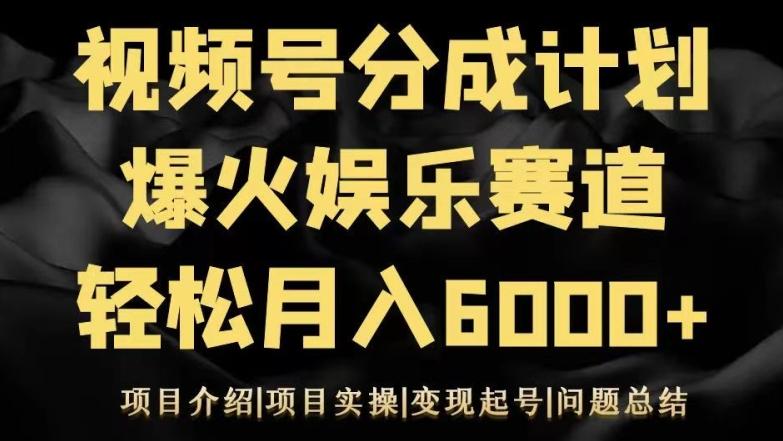 视频号创作分成计划之娱乐赛道轻松日入500+-易创网