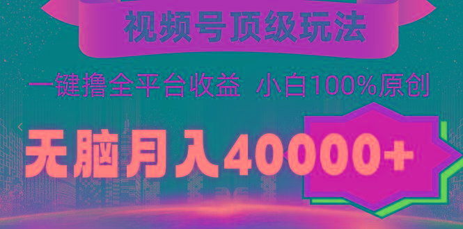 (9281期)视频号顶级玩法，无脑月入40000+，一键撸全平台收益，纯小白也能100%原创-云创网