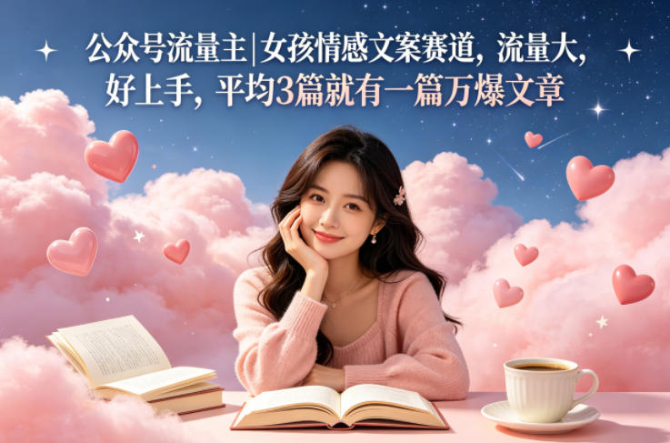 公众号流量主女孩情感文案赛道，流量大，好上手，平均3篇就有一篇万爆文章-易创网