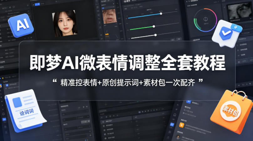 即梦AI微表情调整全套教程，精准控表情+原创提示词+素材包一次配齐-易创网
