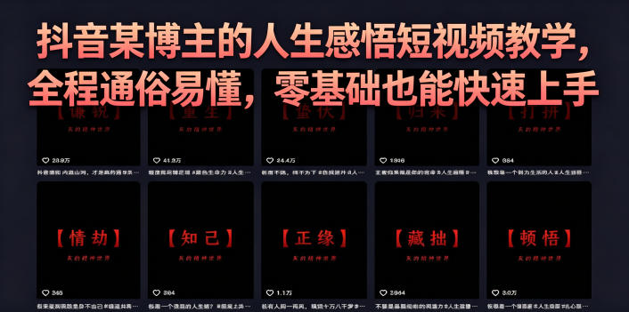 抖音某博主的灰太狼人生感悟短视频教学，全程通俗易懂，零基础也能快速上手-易创网