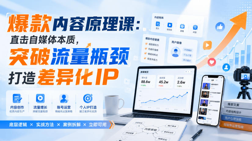 爆款内容原理课：直击自媒体本质，突破流量瓶颈打造差异化IP-易创网
