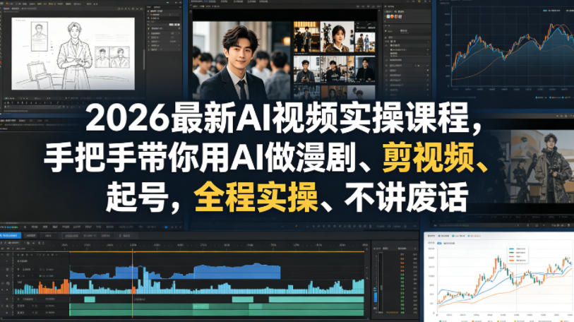 2026最新AI视频实操课程，手把手带你用AI做漫剧、剪视频、起号，全程实操、不讲废话-易创网