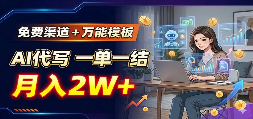 免费渠道+万能模板，AI代写一单一结，月入2W+-易创网
