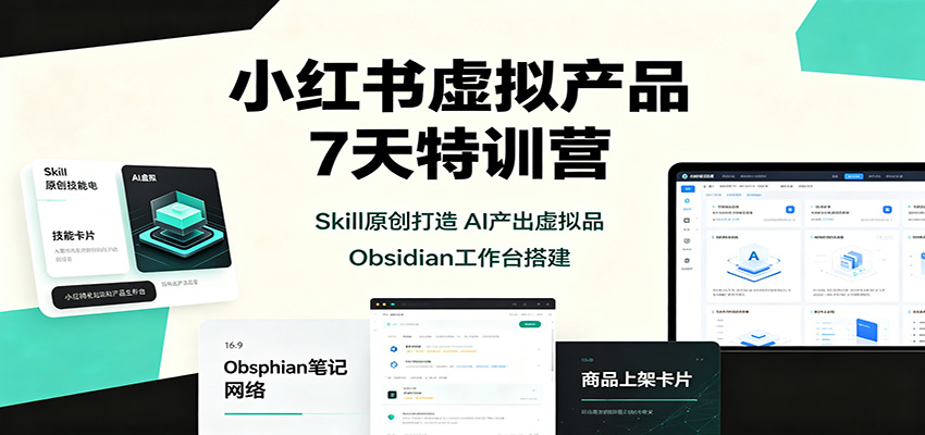 小红书虚拟产品7天特训营：Skill原创打造，AI产出虚拟品，Obsidian工作台搭建-易创网