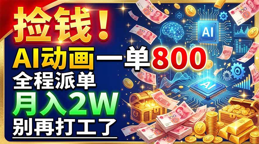 （19330期）捡钱！AI动画一单800，全程派单，月入2W，别再打工了-易创网