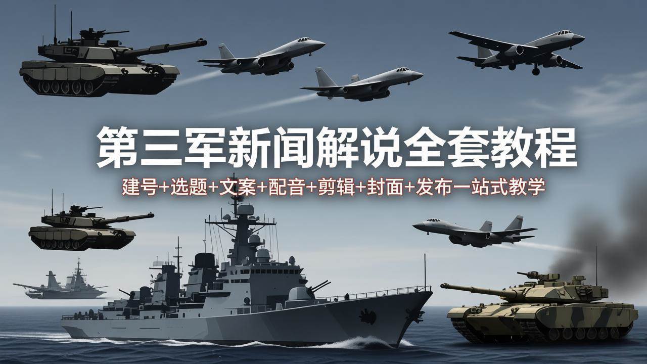 （18081期）第三军迷新闻解说全套教程：建号+选题+文案+配音+剪辑+封面+发布一站式教学-易创网