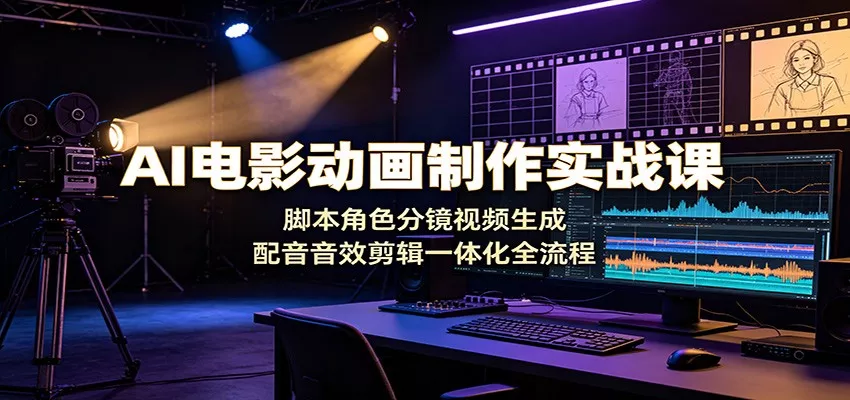AI电影动画制作实战课：脚本角色分镜视频生成，配音音效剪辑一体化全流程-易创网