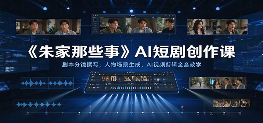 《朱家那些事》AI短剧创作课：剧本分镜撰写，人物场景生成，AI视频剪辑全套教学-易创网