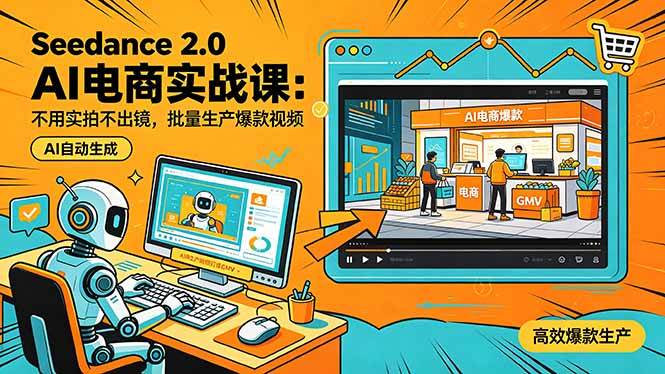 （18433期）Seedance 2.0 AI电商实战课：不用实拍不出镜，批量生产爆款视频打爆GMV-易创网