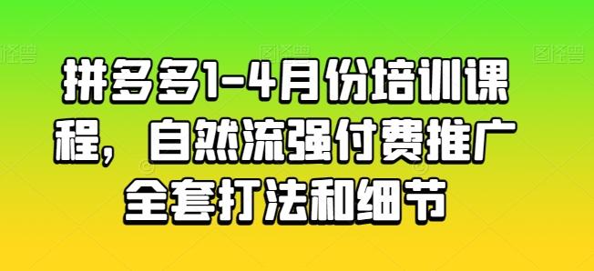 拼多多1-4月份培训课程，自然流强付费推广全套打法和细节-易创网