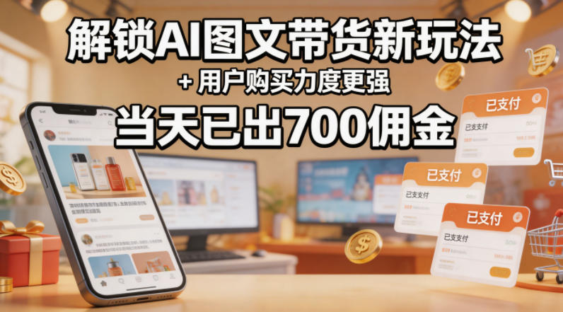 解锁ai图文带货新玩法+用户购买力度更强，当天已出700佣金，详细拆解-易创网