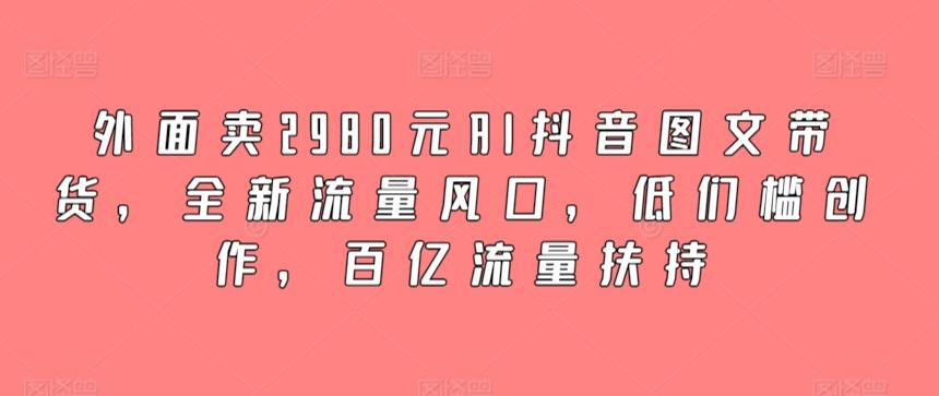 外面卖2980元AI抖音图文带货，全新流量风口，低们槛创作，百亿流量扶持-云创网
