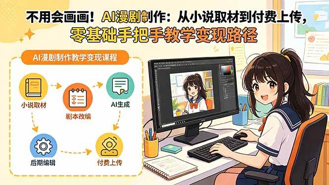 （18439期）不用会画画！AI漫剧制作：从小说取材到付费上传，零基础手把手教学变现路径-易创网