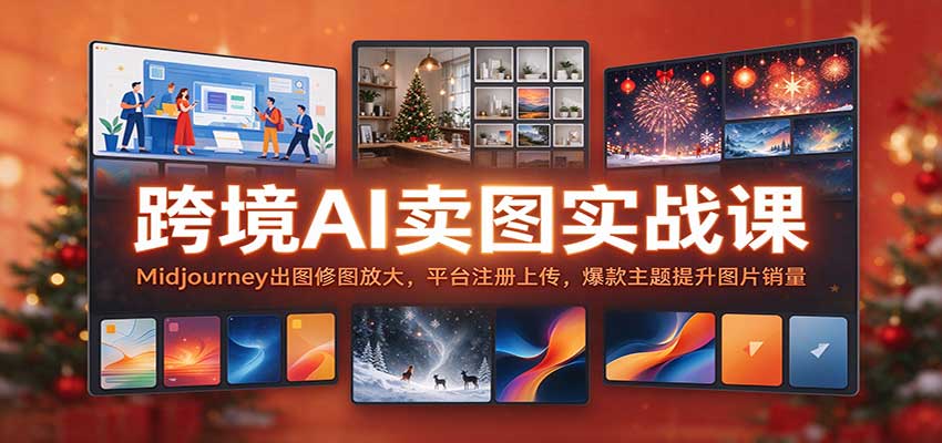 跨境AI卖图实战课：Midjourney出图修图放大，平台注册上传，爆款主题提升图片销量-易创网