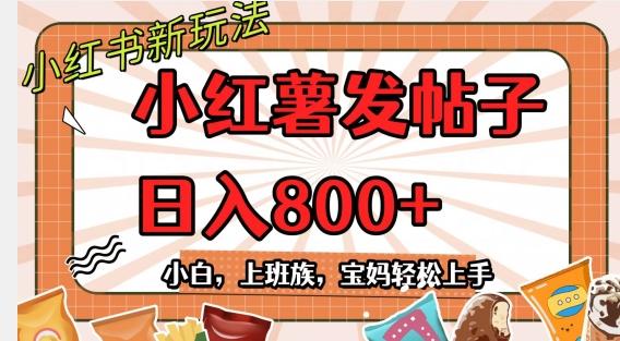 小红薯发日常帖子，日入800+小白专属项目可批量操作-易创网
