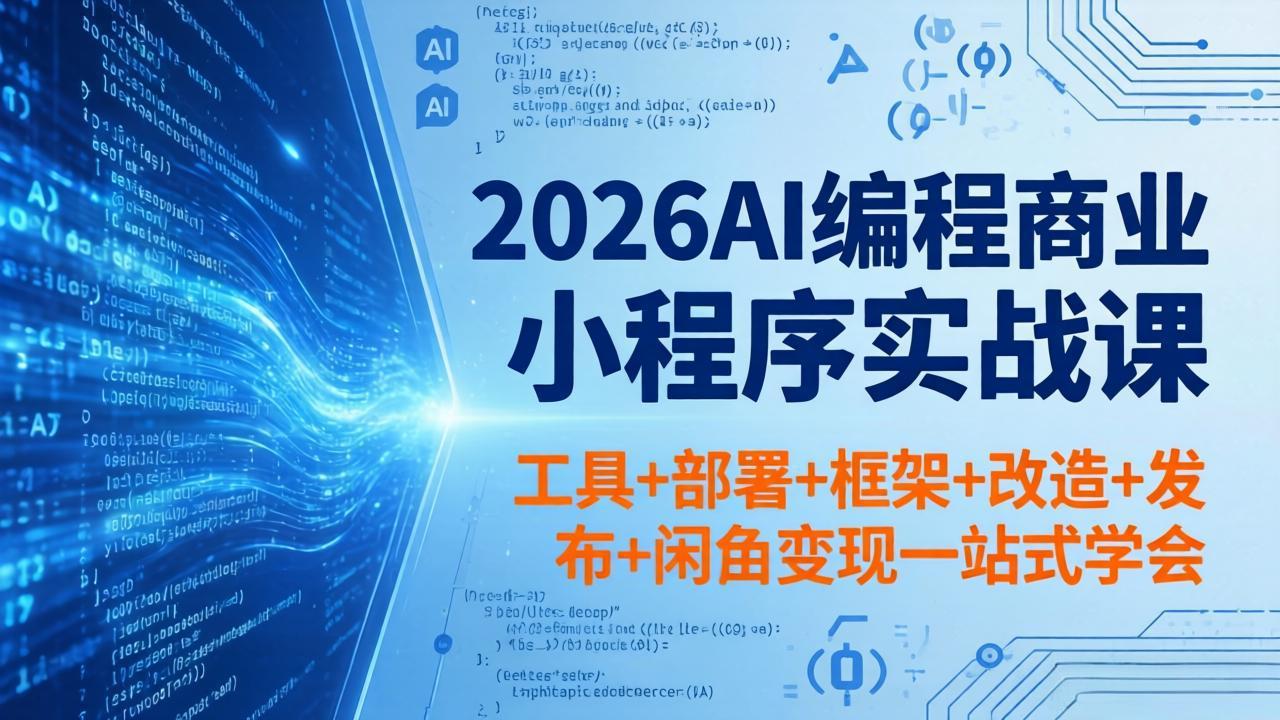 2026AI编程商业小程序实战课，工具+部署+框架+改造+发布+闲鱼变现一站式学会-易创网