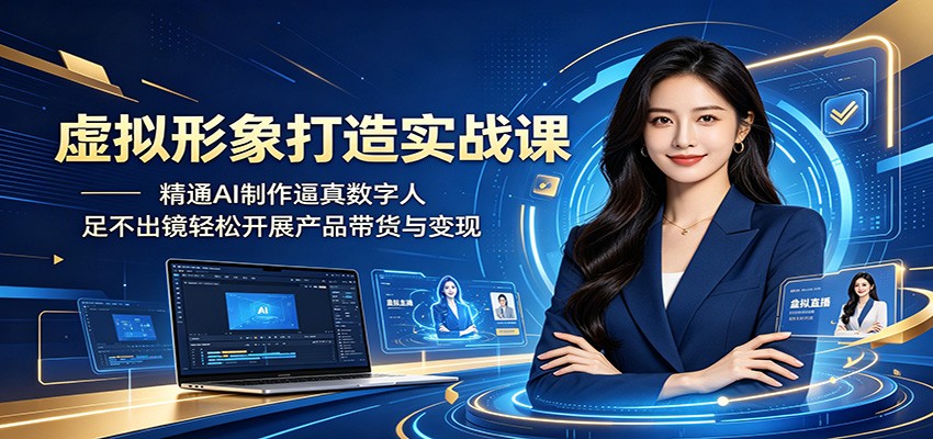 虚拟形象打造实战课：精通AI制作逼真数字人，足不出镜轻松开展产品带货与变现-易创网