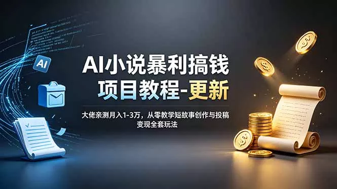 AI小说暴利搞钱项目教程-更新，大佬亲测月入1-3万，从零教学短故事创作与投稿变现全套玩法-易创网