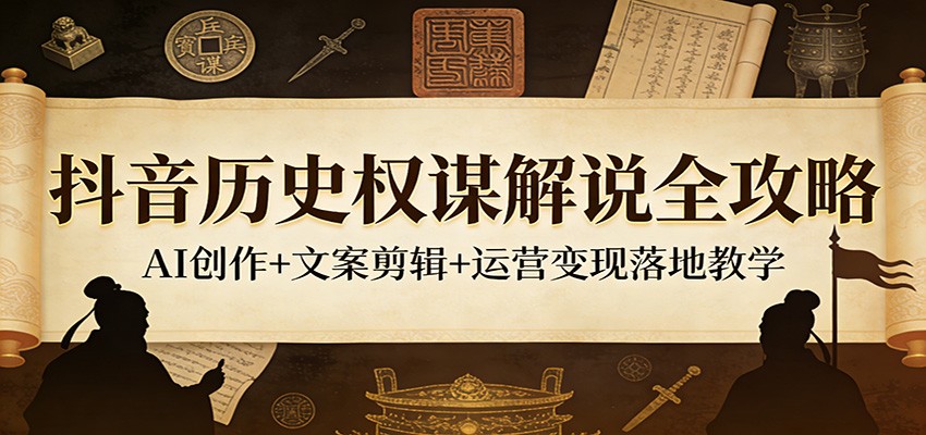 抖音历史权谋解说全攻略：AI创作+文案剪辑+运营变现落地教学-易创网