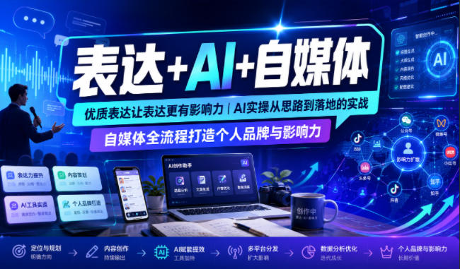 表达+AI+自媒体，优质表达让表达更有影响力|AI实操从思路到落地的实战|自媒体全流程打造个人品牌与影响力-易创网