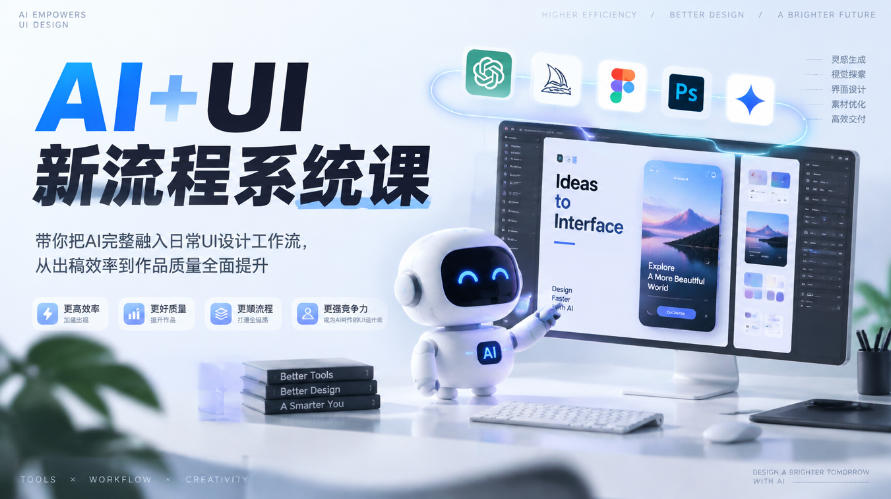 【无水印】AI+UI新流程系统课，带你把AI完整融入日常UI设计工作流，从出稿效率到作品质量全面提升（2026第4期）-易创网