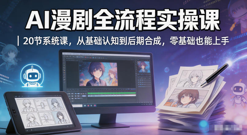 AI漫剧全流程实操课｜20节系统课，从基础认知到后期合成，零基础也能上手-易创网