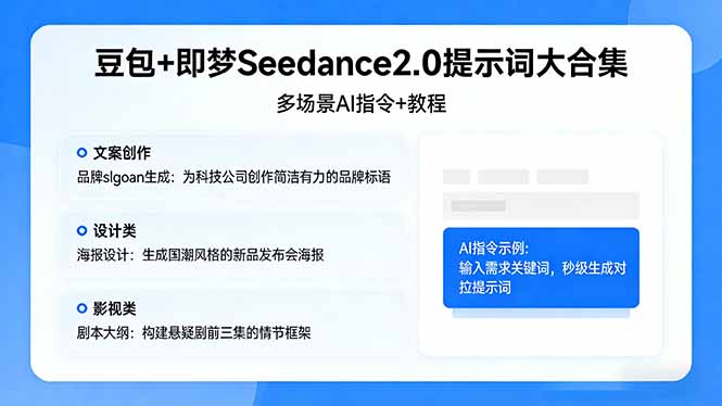 豆包+即梦Seedance2.0提示词大合集：多场景AI指令+教程，解锁文案、设计、影视高效创作-易创网