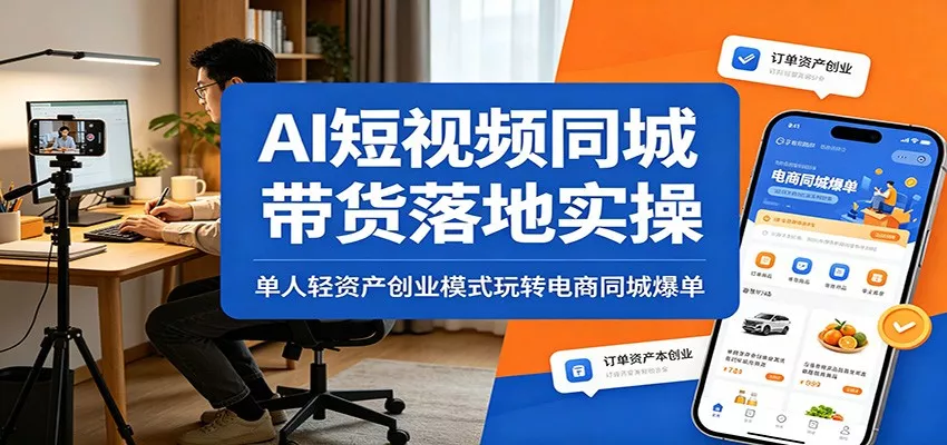 AI短视频同城带货落地实操：单人轻资产创业模式玩转电商同城爆单-易创网