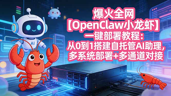 爆火全网【OpenClaw 小龙虾】一键部署教程：从0到1搭建自托管AI助理，多系统部署+多通道对接-易创网