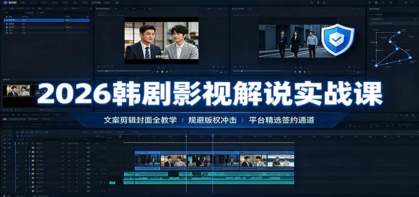 2026韩剧影视解说实战课：文案剪辑封面全教学，规避版权冲击平台精选签约通道-易创网