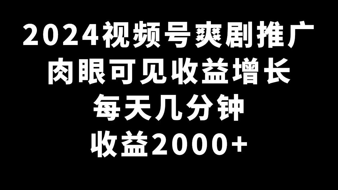 2024视频号爽剧推广，肉眼可见的收益增长，每天几分钟收益2000+-易创网