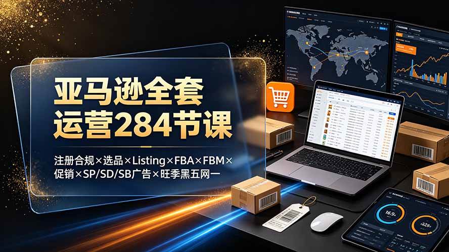 （19410期）亚马逊全套运营284节课：注册合规×选品×Listing×FBA×FBM×促销×SP/SD/SB广告×旺季黑五网一-易创网