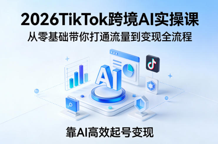 2026TikTok跨境AI实操课，从零基础带你打通流量到变现全流程，靠AI高效起号变现-易创网