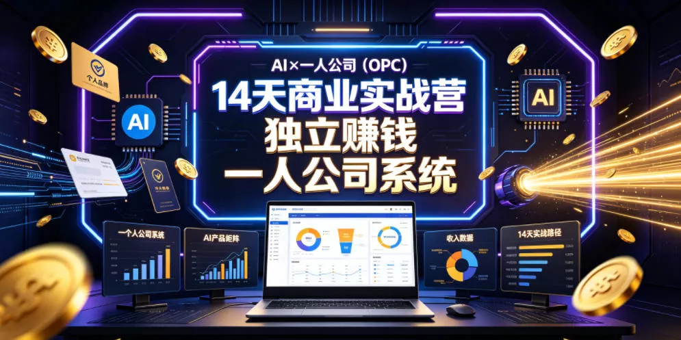 AI×一人公司(OPC)14天商业实战营，用AI帮你搭建一个属于你自己的、能独立賺钱的一人公司系统-易创网
