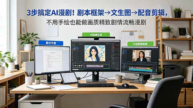 （18866期）3步搞定AI漫剧！剧本框架→文生图→配音剪辑，不用手绘也能做画质精致剧情流畅漫剧-易创网