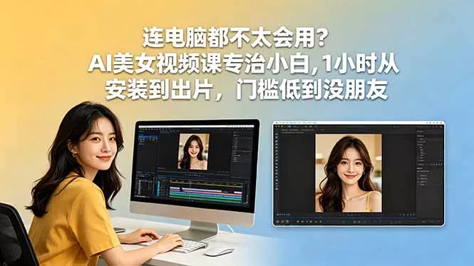 连电脑都不太会用？AI美女视频课专治小白，1小时从安装到出片，门槛低到没朋友-易创网