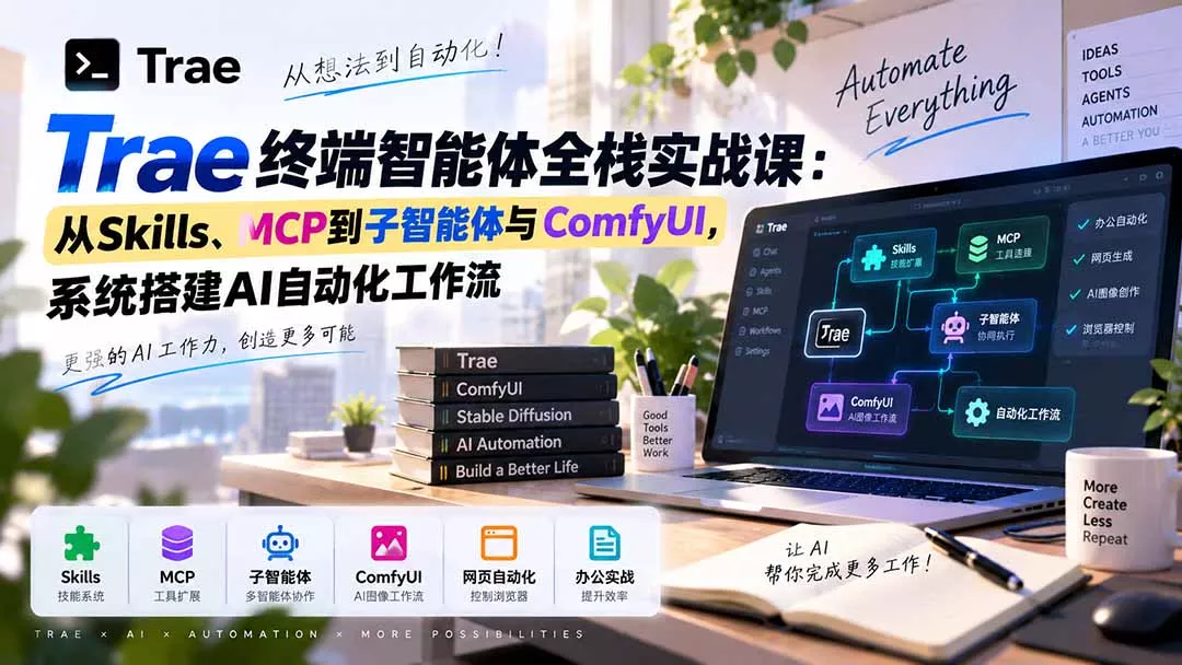 Trae终端智能体全栈实战课：从Skills、MCP到子智能体与ComfyUI，系统搭建AI自动化工作流-易创网