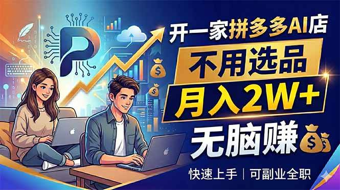（18520期）开一家拼多多AI店，不用选品，月入2W+，无脑赚，可副业全职-易创网